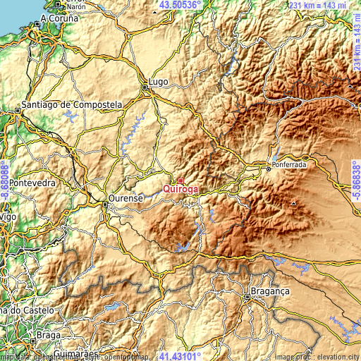 Topographic map of Quiroga