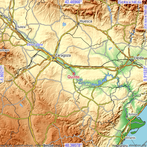 Topographic map of Quinto