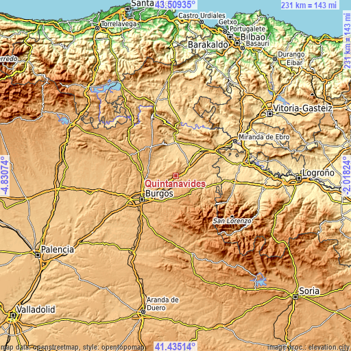 Topographic map of Quintanavides