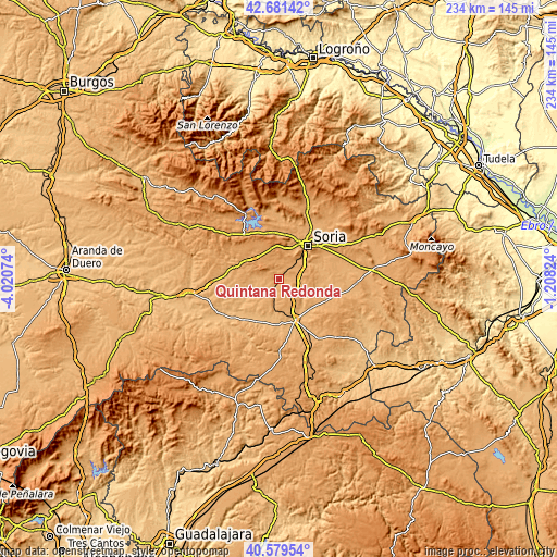 Topographic map of Quintana Redonda