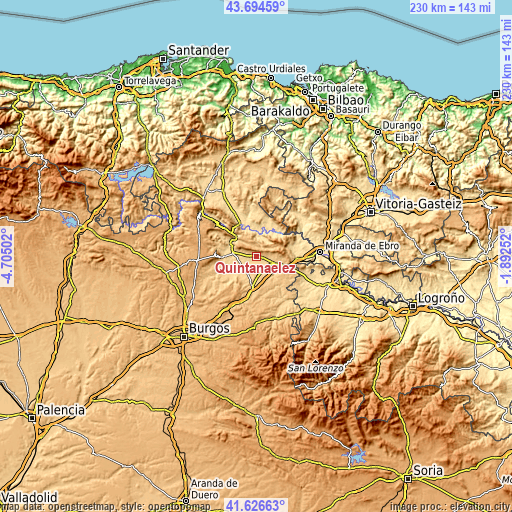 Topographic map of Quintanaélez