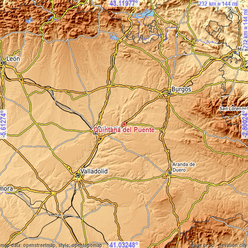 Topographic map of Quintana del Puente