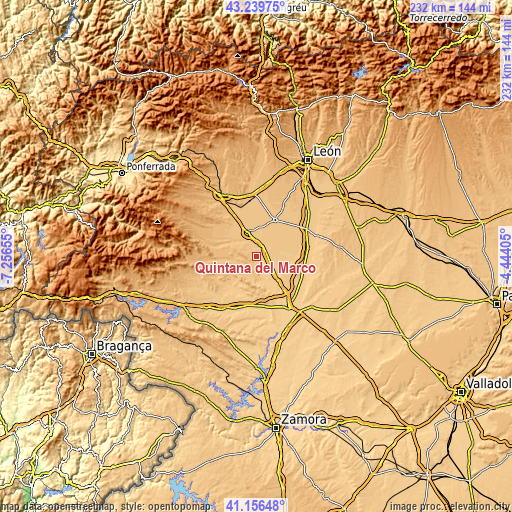 Topographic map of Quintana del Marco