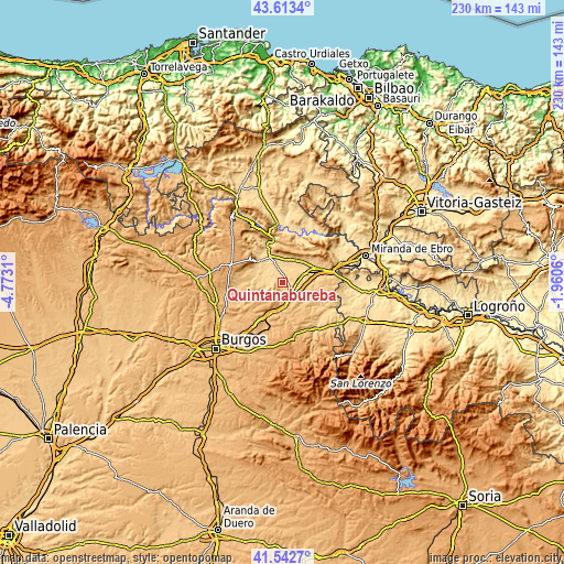 Topographic map of Quintanabureba