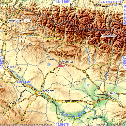 Topographic map of Quicena