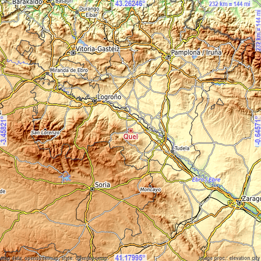 Topographic map of Quel