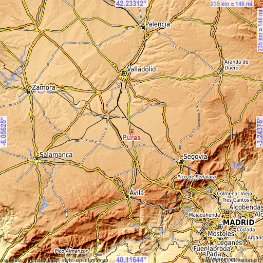 Topographic map of Puras