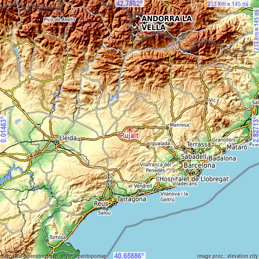 Topographic map of Pujalt