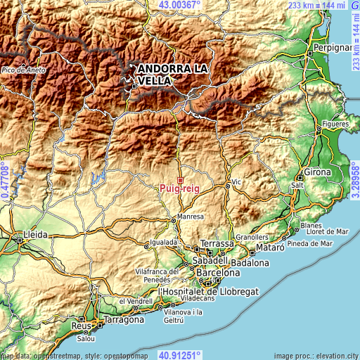 Topographic map of Puig-reig