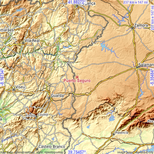 Topographic map of Puerto Seguro