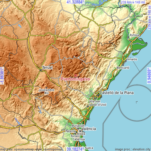 Topographic map of Puertomingalvo