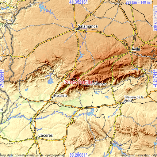 Topographic map of Puerto Castilla