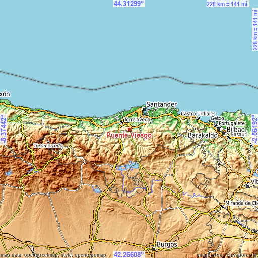 Topographic map of Puente Viesgo