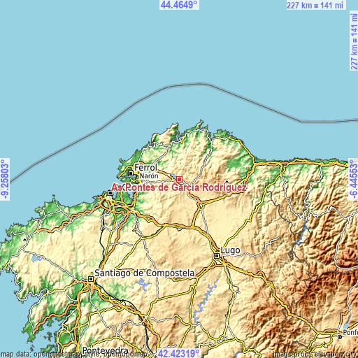 Topographic map of As Pontes de García Rodríguez