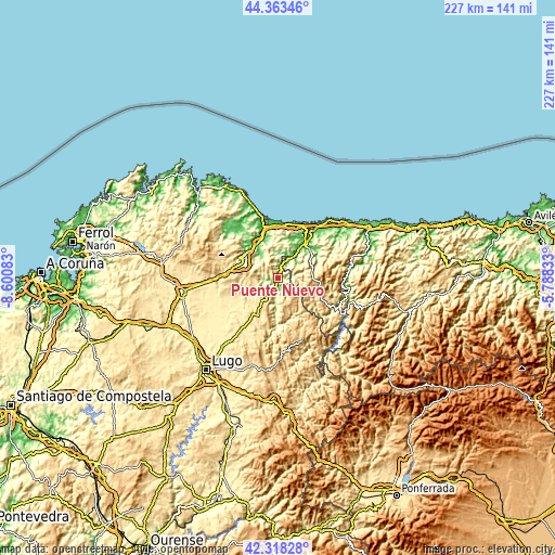 Topographic map of Puente Nuevo