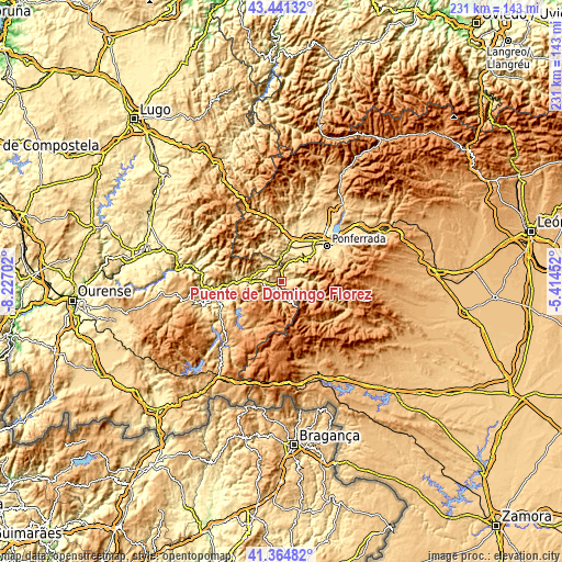 Topographic map of Puente de Domingo Flórez