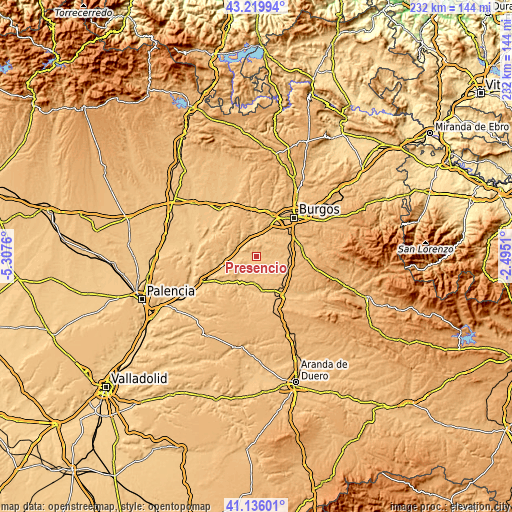 Topographic map of Presencio