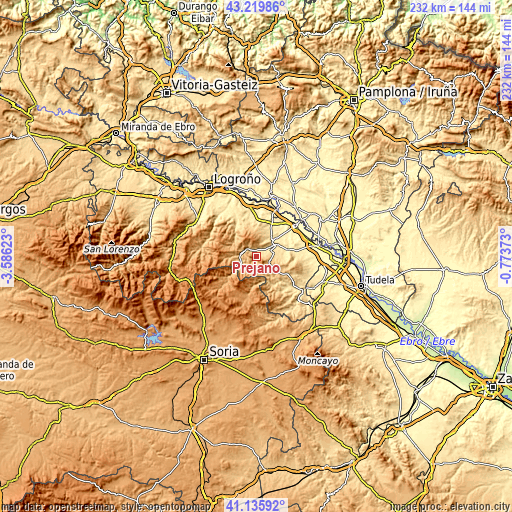 Topographic map of Préjano