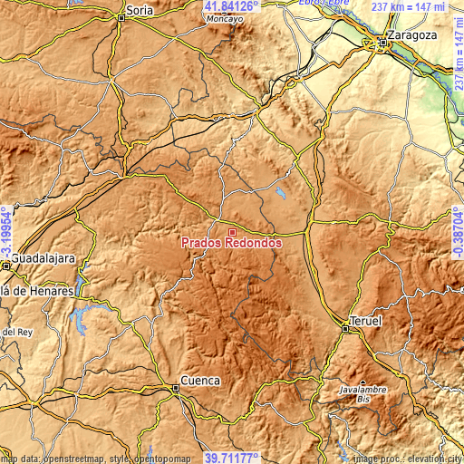 Topographic map of Prados Redondos