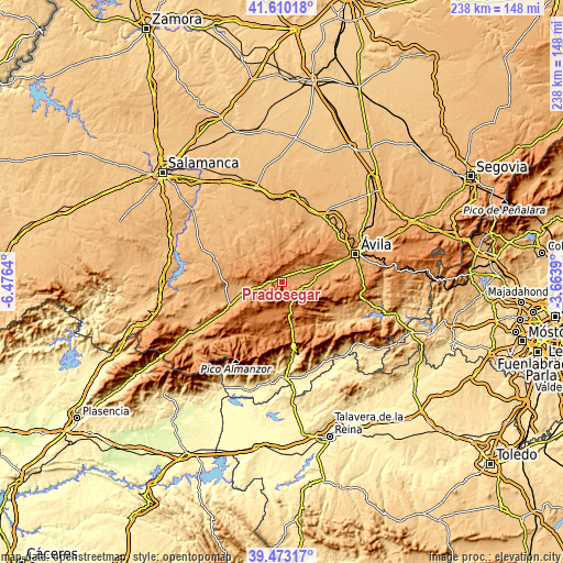 Topographic map of Pradosegar