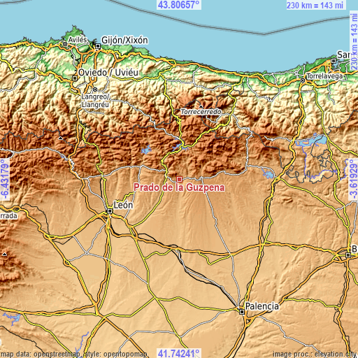 Topographic map of Prado de la Guzpeña