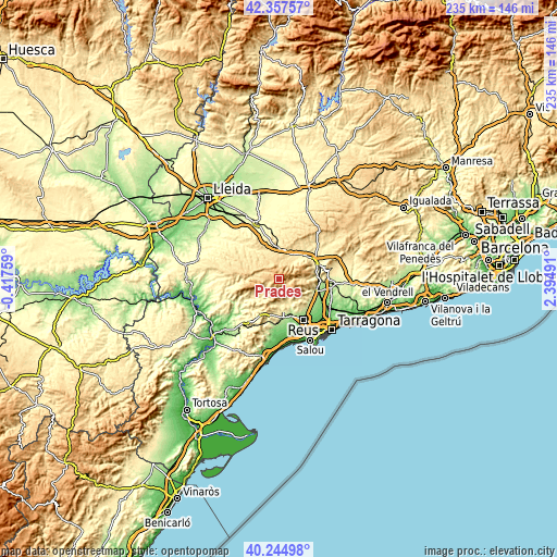 Topographic map of Prades