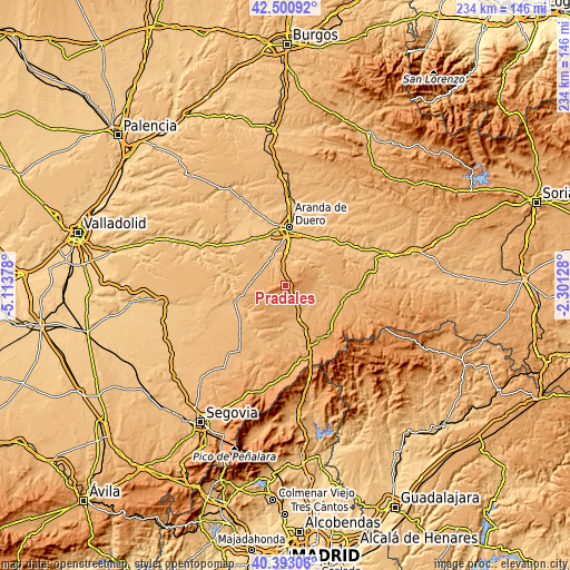 Topographic map of Pradales