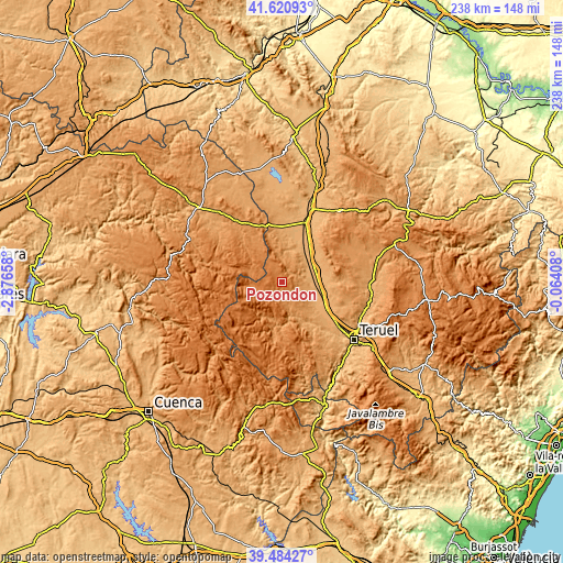 Topographic map of Pozondón