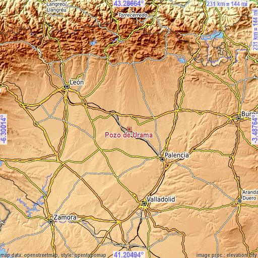 Topographic map of Pozo de Urama