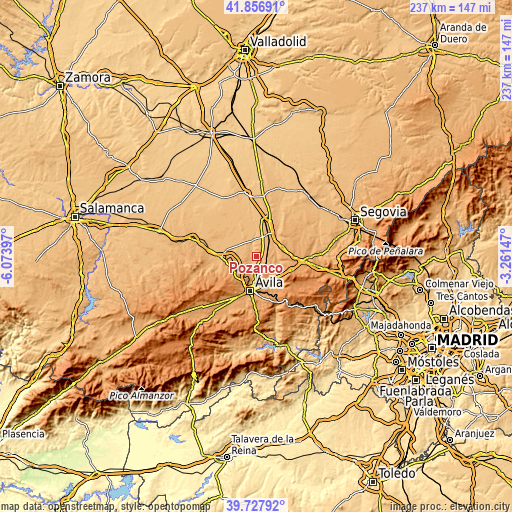 Topographic map of Pozanco