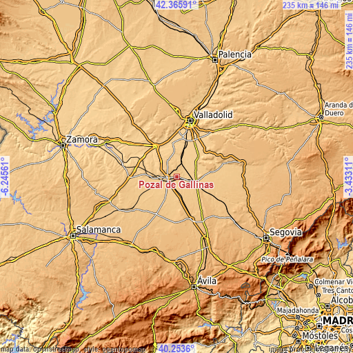 Topographic map of Pozal de Gallinas