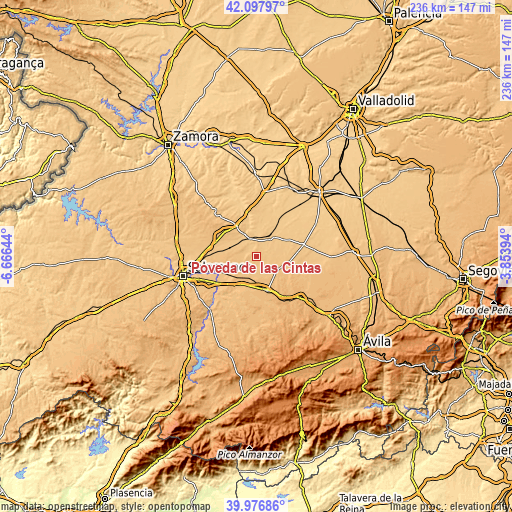 Topographic map of Poveda de las Cintas