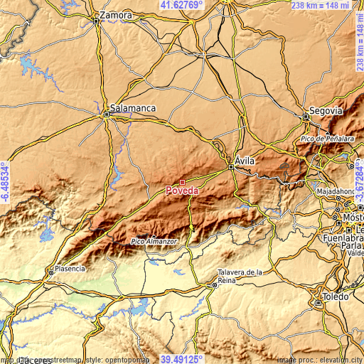 Topographic map of Poveda