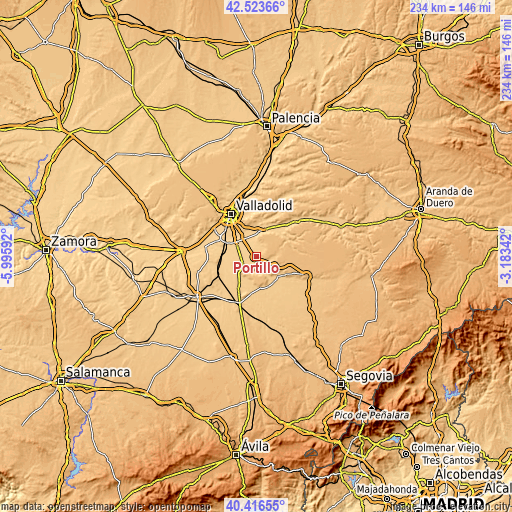 Topographic map of Portillo