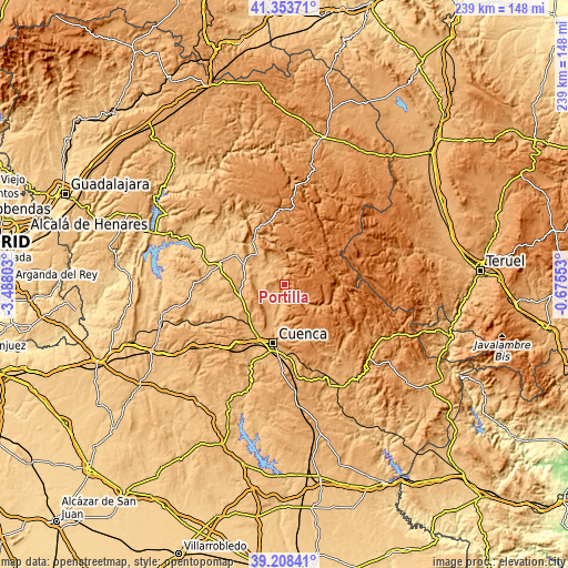 Topographic map of Portilla