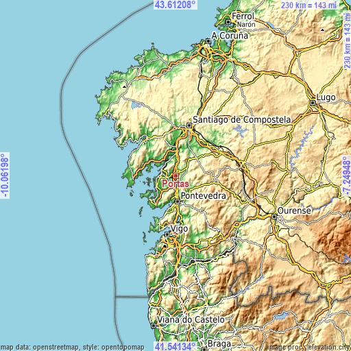 Topographic map of Portas