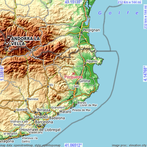 Topographic map of Porqueres