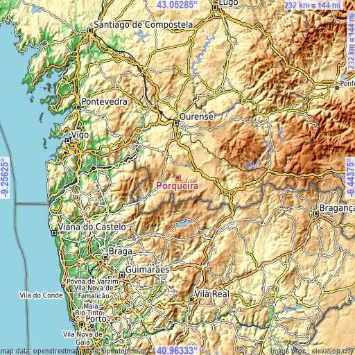 Topographic map of Porqueira