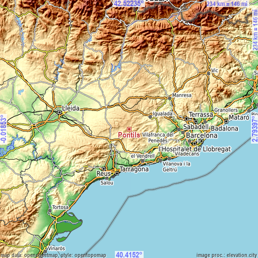 Topographic map of Pontils