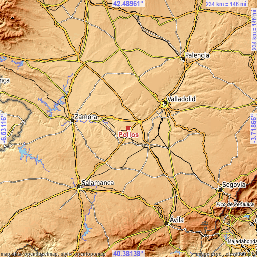 Topographic map of Pollos