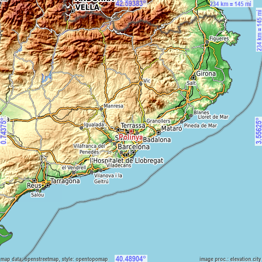 Topographic map of Polinyà