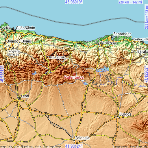 Topographic map of Polentinos