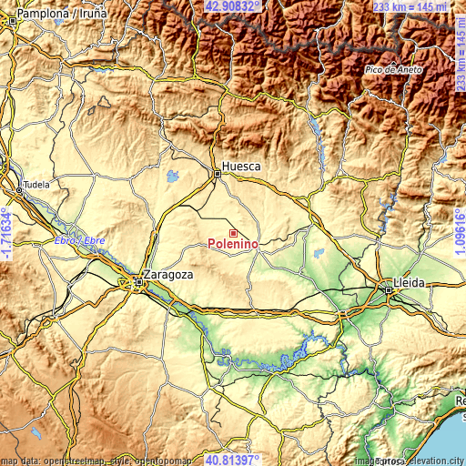 Topographic map of Poleñino