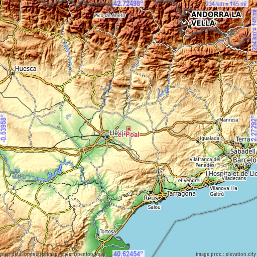 Topographic map of el Poal
