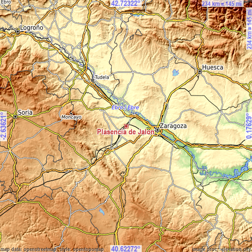 Topographic map of Plasencia de Jalón
