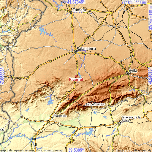 Topographic map of Pizarral