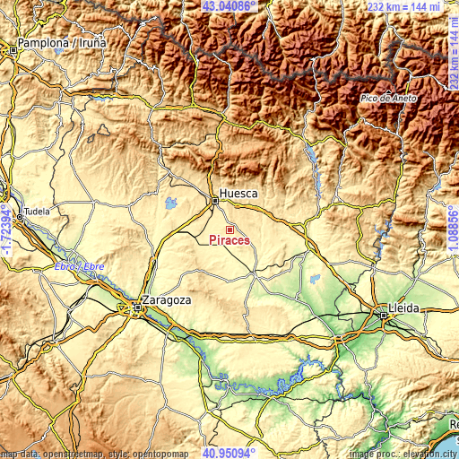 Topographic map of Piracés