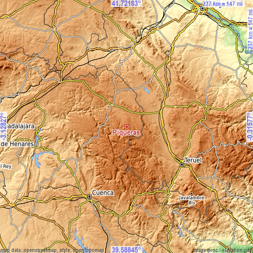 Topographic map of Piqueras