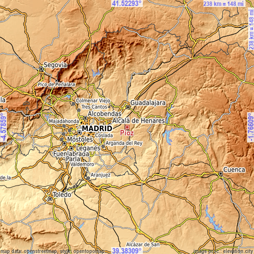 Topographic map of Pioz
