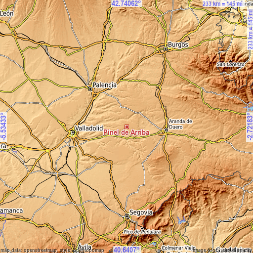 Topographic map of Piñel de Arriba